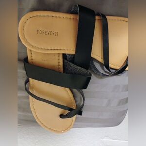 Forever 21 Black and Tan Strappy Sandals